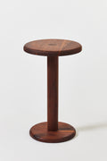 Florian Side Table with large top in solid walnut, detail view 5. Handmade round wooden pedestal side table by Phillip's Daughter