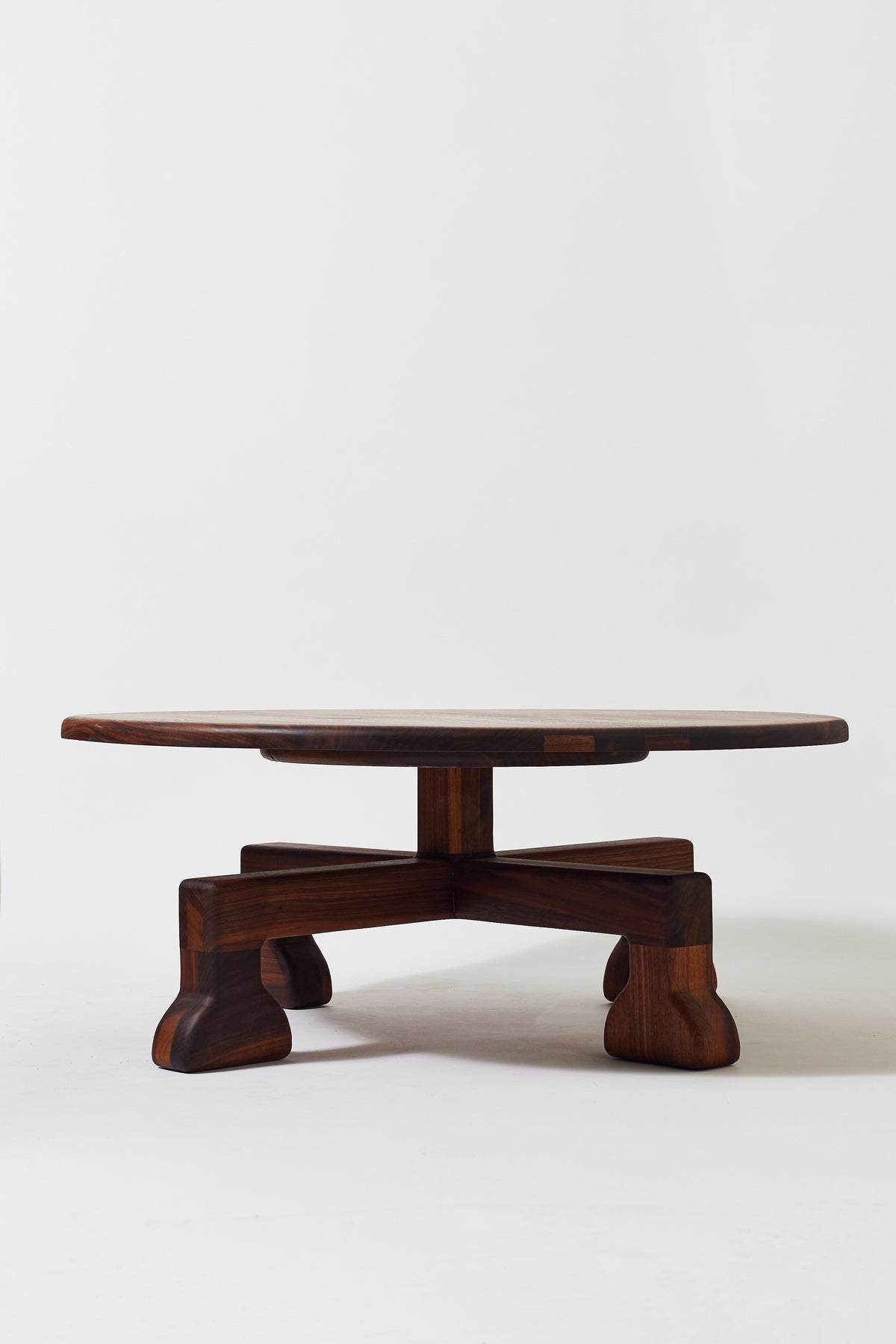 Muffin Man Coffee Table in solid walnut. Handmade solid wood coffee table by Phillip's Daughter