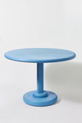 Gumdrop Pedestal Table in Light Blue Ash. Handmade 40 inch round solid ash pedestal dining table by Phillip's Daughter