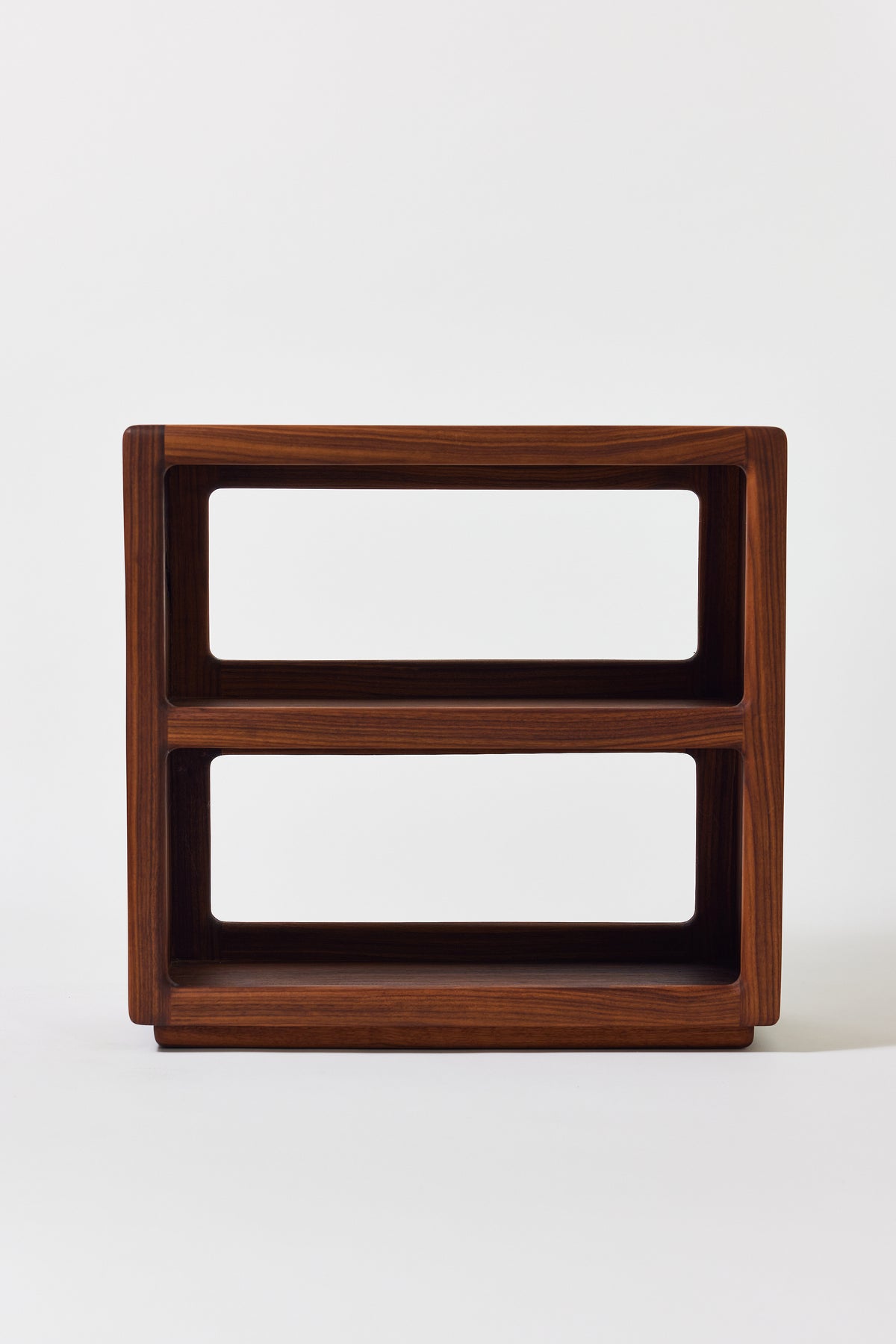 Julius Short Shelf in solid walnut. Handmade low wooden bookshelf by Phillip's Daughter