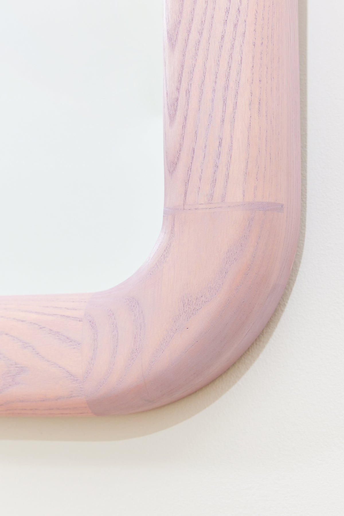 Gogo Mirror with Light Mulberry Ash wood frame, detail view 2. Handmade solid ash wall mirror by Phillip's Daughter
